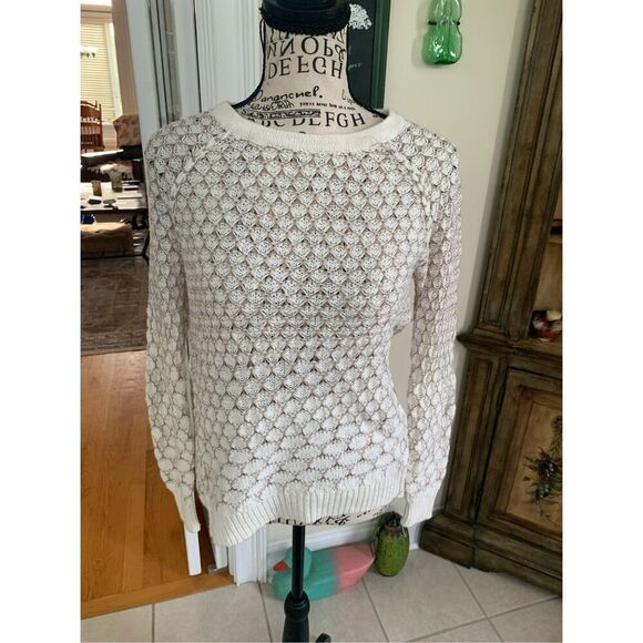 Anthropologie Moth Cream And Beige Honeycomb Knit  Sweater - Picture 8 of 8